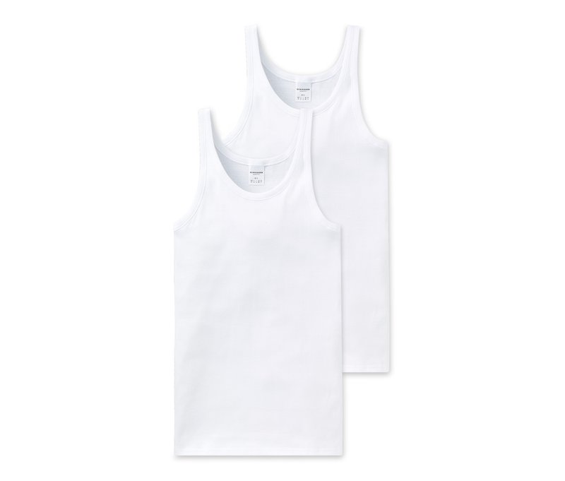 2 Schiesser Unterhemden in Feinripp - Herren - Gr. 56/58 - weiß