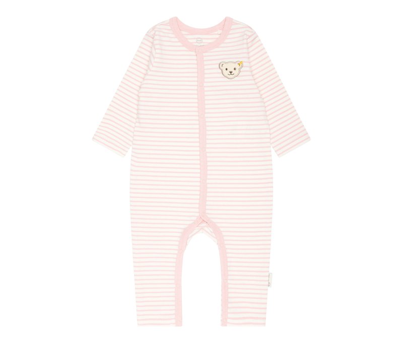 Steiff Baby-Strampler mit Knopfleiste - Damen - Gr. 86 - rosa/gestreift