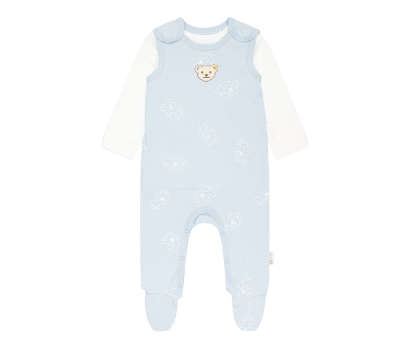 Steiff 2 Baby-Strampler - Herren - Gr. 56 - offwhite/print