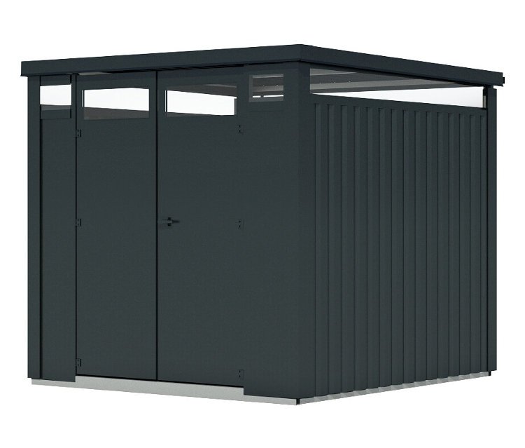 Karibu Metall-Gerätehaus - 232x229,5x218cm - anthrazit - Blech / Holz