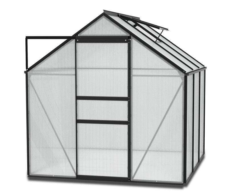 Vitavia Einsteiger-Gewächshaus inkl. Fundamentrahmen - 195x195x197cm - schwarz - Aluminium / Stahl / Kunststoff