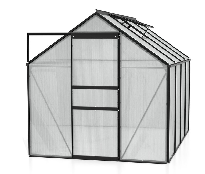Vitavia Einsteiger-Gewächshaus inkl. Fundamentrahmen - 195x257x197cm - schwarz - Aluminium / Stahl / Kunststoff