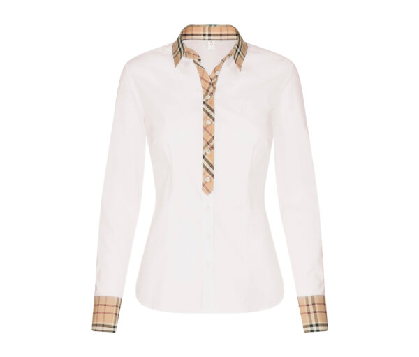 Seidensticker Popeline-Bluse mit Karodetail - Damen - Gr. 44 - weiß