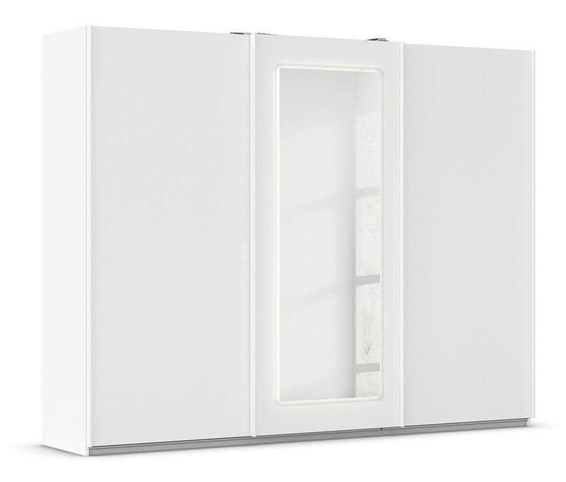 Rauch Schwebetürenschrank »Abraxxas« mit dimmbarer Spiegelbeleuchtung - 271x62x212cm - weiß - Holz