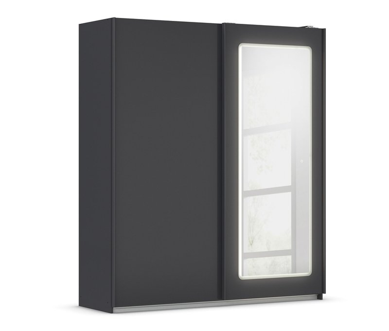 Rauch Schwebetürenschrank »Abraxxas« mit dimmbarer Spiegelbeleuchtung - 181x62x212cm - grau - Holz