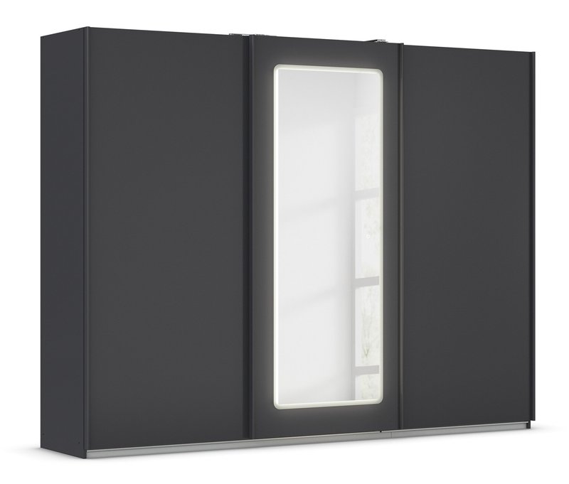 Rauch Schwebetürenschrank »Abraxxas« mit dimmbarer Spiegelbeleuchtung - 271x62x212cm - grau - Holz