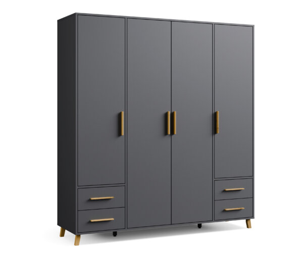 rauch Drehtürenschrank »Shinjo« - 187x53x203cm - grau - Holz