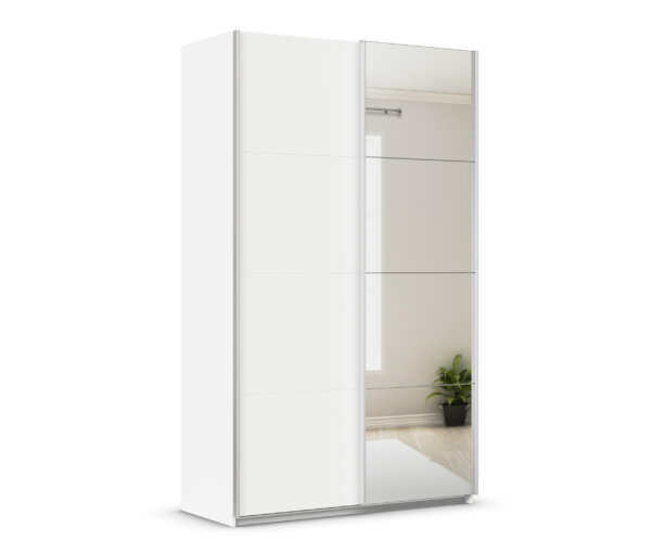 rauch Schwebetürenschrank »Quadra« mit Spiegel - 136x62x229cm - weiß - Holz