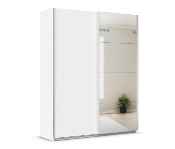 rauch Schwebetürenschrank »Quadra« mit Spiegel - 181x62x229cm - weiß - Holz