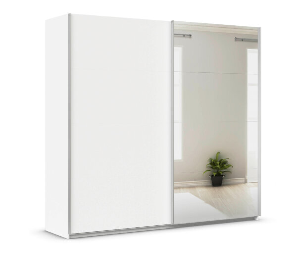 rauch Schwebetürenschrank »Quadra« mit Spiegel - 226x62x210cm - weiß - Holz