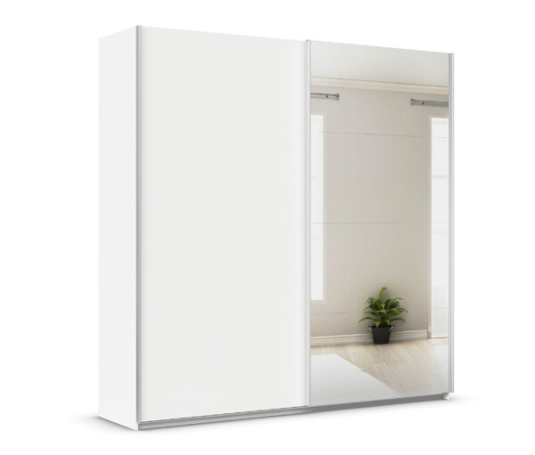 rauch Schwebetürenschrank »Quadra« mit Spiegel - 226x62x229cm - weiß - Holz