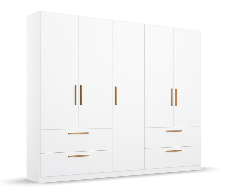 Rauch Drehtürenschrank "Skandi" 5-türig mit vier Schubladen - 226x54x210cm - braun - Holz