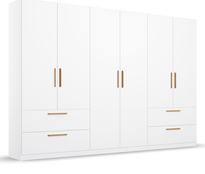 Rauch Drehtürenschrank "Skandi" 6-türig mit vier Schubladen - 271x54x210cm - braun - Holz