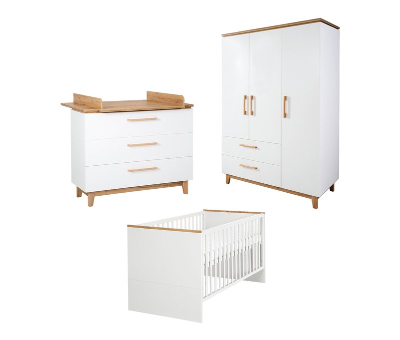 roba »Finn« Kinderzimmerset mit Bett - 76x144x82,5cm - weiß - Holz / Buchenholz / Holz