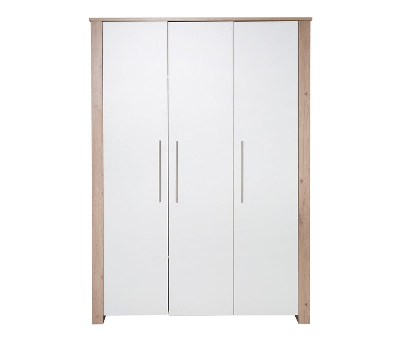 roba 3-türiger Kleiderschrank »Malo« - 135x52,5x190cm - weiß - Holz / Metall / Holz