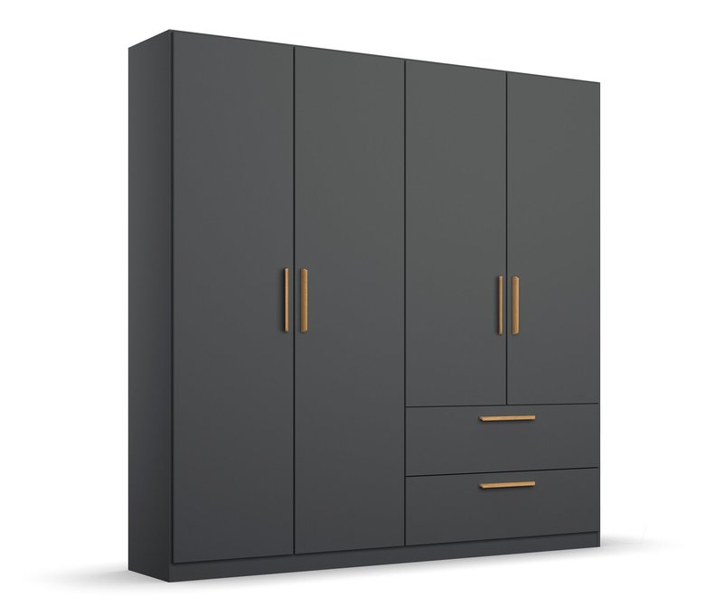 Rauch Drehtürenschrank "Skandi" 4-türig mit zwei Schubladen - 181x54x210cm - grau - Holz