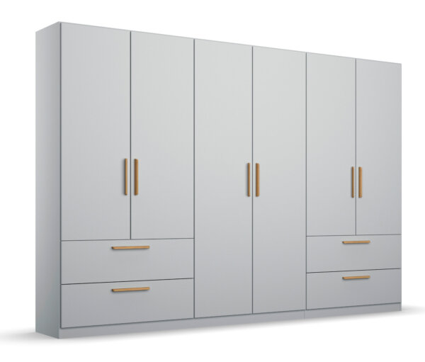 Rauch Drehtürenschrank "Skandi" 6-türig seidengrau - 271x54x210cm - braun - Holz