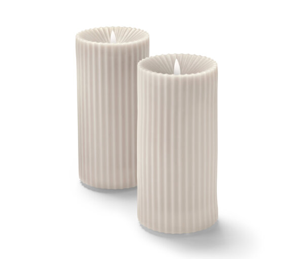 Tchibo - 2 Outdoor-LED-Echtwachskerzen - grau-beige