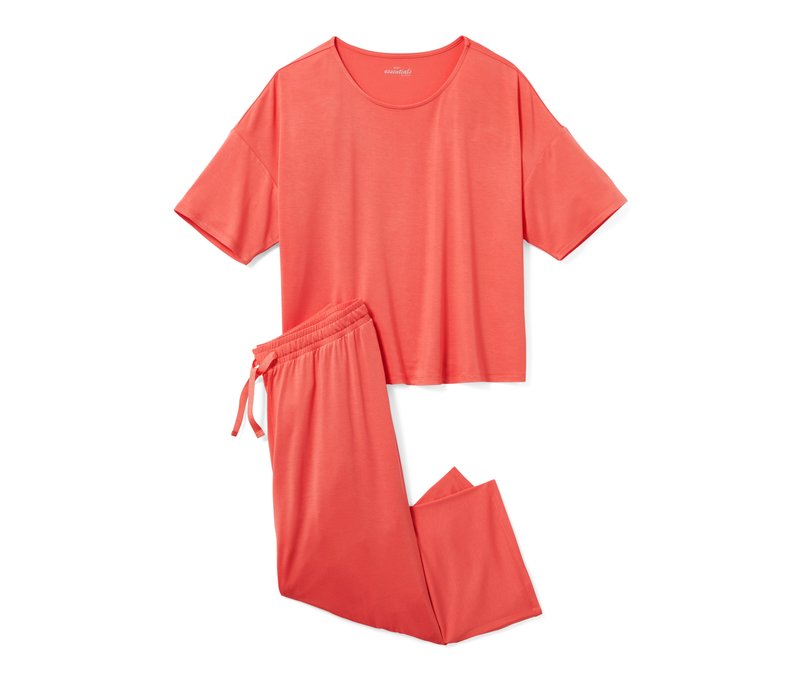Tchibo - Pyjama in 3/4-Länge - Damen - Gr. L - orange
