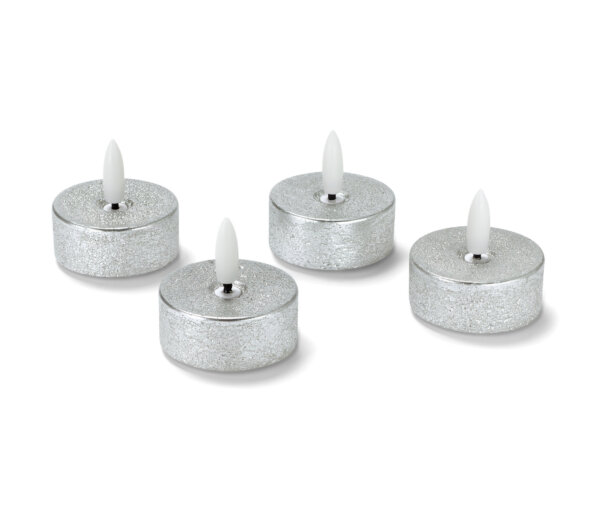 Tchibo - 4 LED-Echtwachs-Teelichter - silber