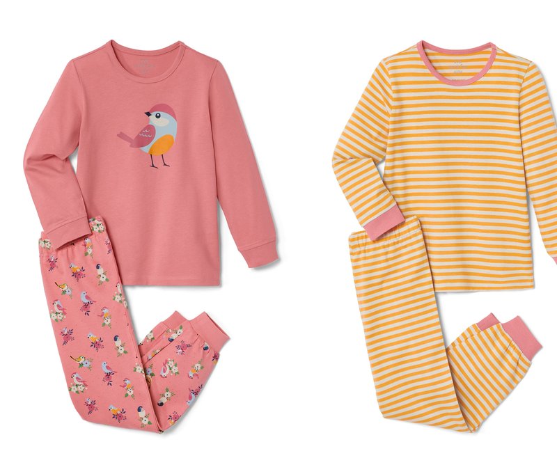 Tchibo - 2 Kleinkind-Pyjamas - Mädchen - Gr. 122/128 - beige