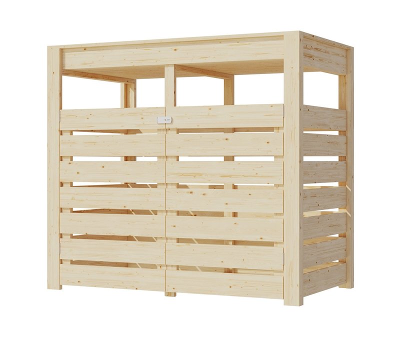 Karibu Mülltonnenbox für 2 Tonnen mit Pflanzdach (2 x 240l) - 158x88x143cm - naturfarben - Fichtenholz