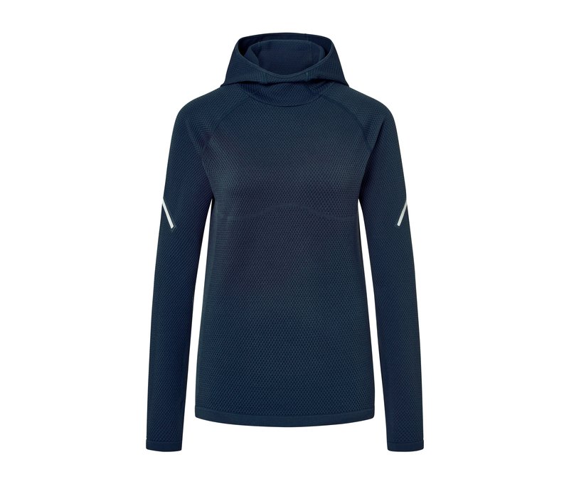 Tchibo - Seamless-Funktionslaufshirt mit Kapuze - Damen - Gr. XS - dunkelblau