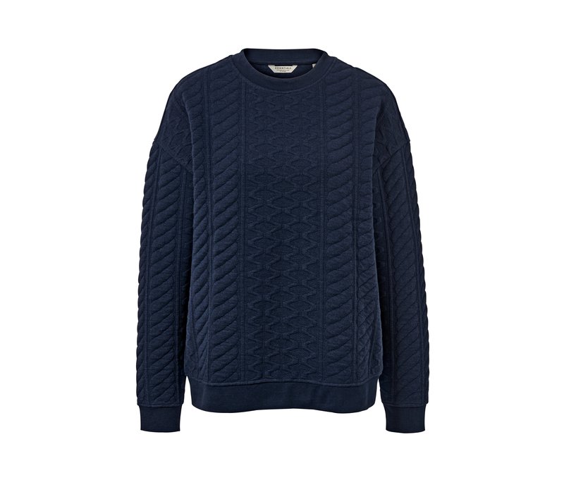 Tchibo - Sweatshirt mit Zopfmuster - Damen - Gr. L - dunkelblau/jacquard