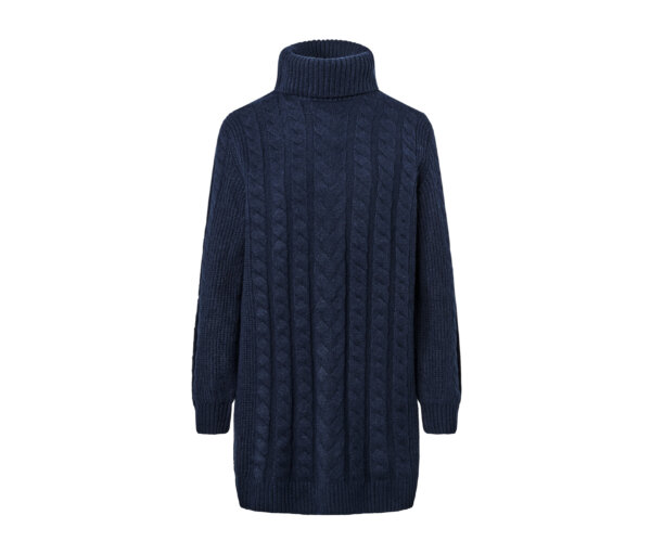 Tchibo - Langer Strickpullover mit Zopfmuster - Damen - Gr. M - dunkelblau