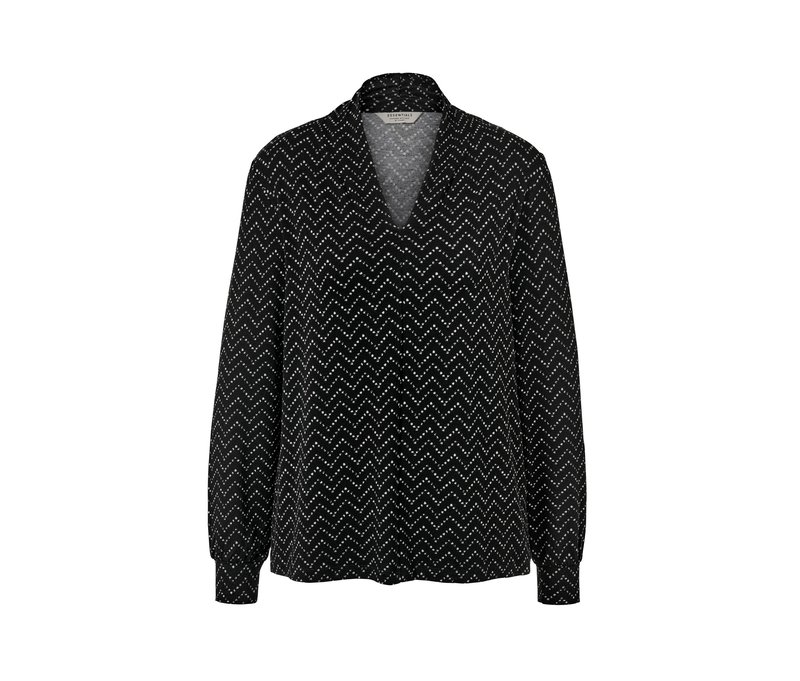 Tchibo - Langarmshirt mit V-Ausschnitt - Damen - Gr. M - creme/print