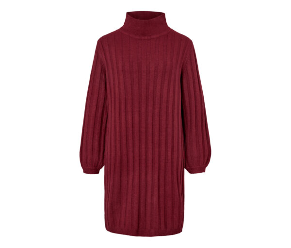 Tchibo - Geripptes Strickkleid mit Stehkragen - Damen - Gr. XL - bordeaux