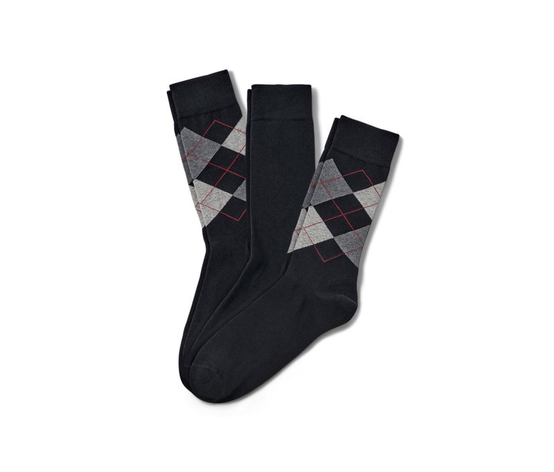 Tchibo - 3 Paar Socken - Herren - Gr. 44-46 - dunkelgrau/kariert