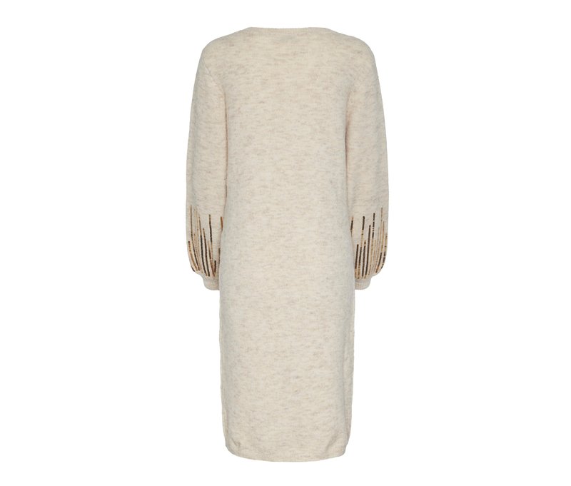 Tchibo - Strickkleid mit Pailletten - Damen - Gr. L - beige