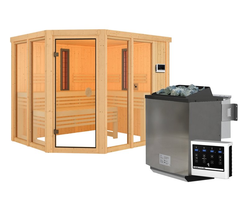 Karibu Sauna »Scarlett Plus« - naturfarben