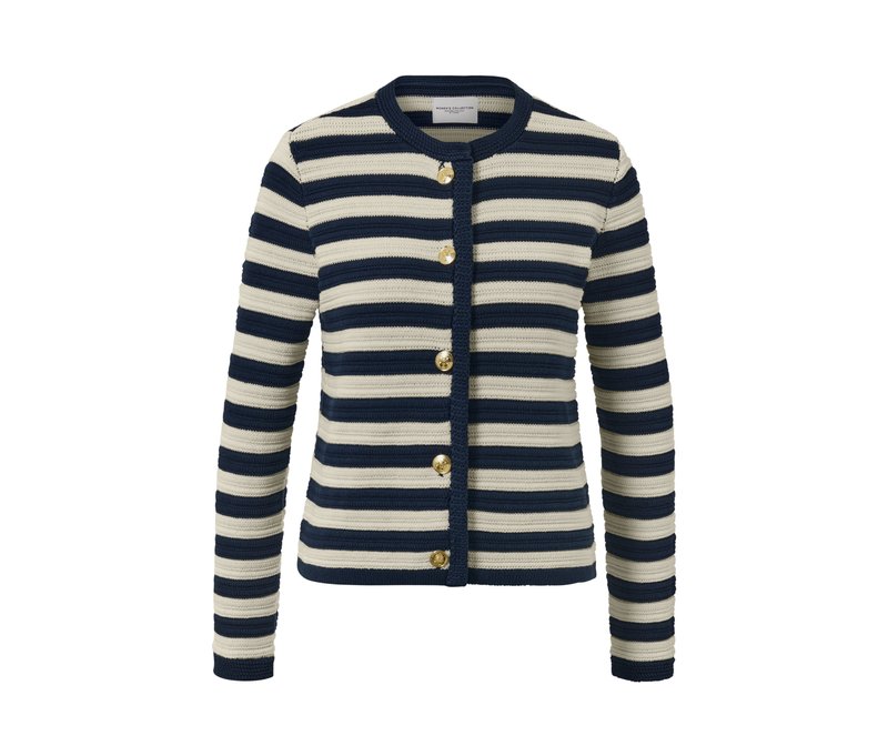 Tchibo - Cardigan aus Strukturstrick - Damen - Gr. 40 - dunkelblau/gestreift