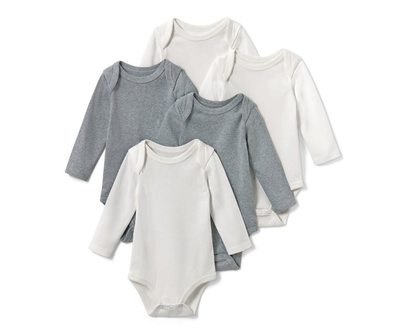 Tchibo - 5 Baby-Langarmbodys - Baby - Gr. 74/80 - grau