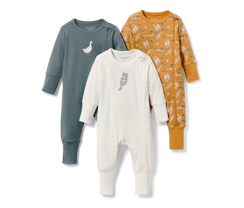 Tchibo - 3 Baby-Pyjamas - Baby - Gr. 62/68 - khaki