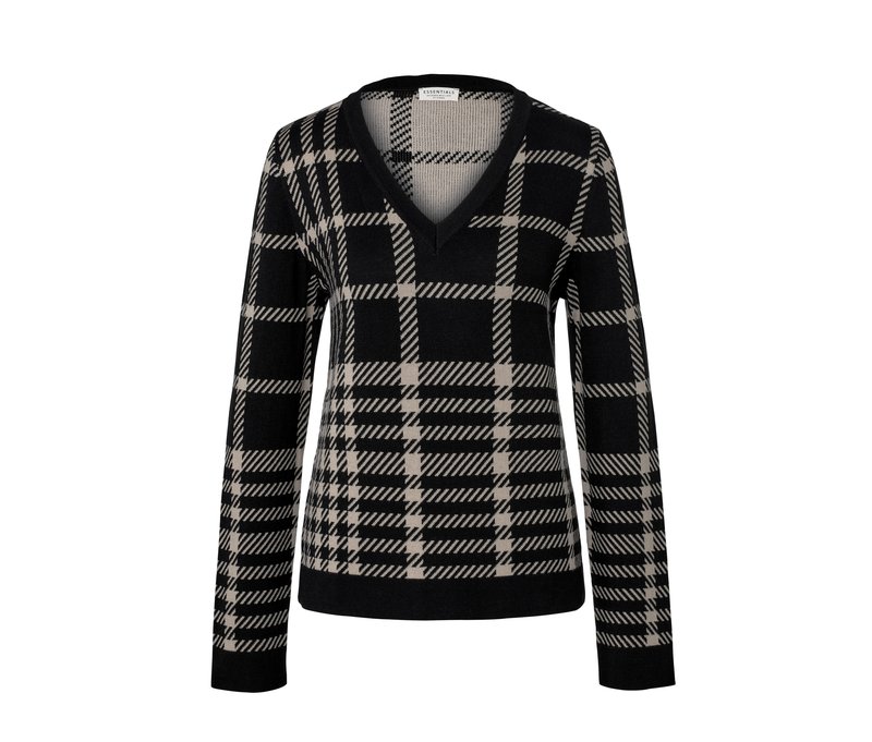Tchibo - Karierter Pullover - Damen - Gr. S - schwarz