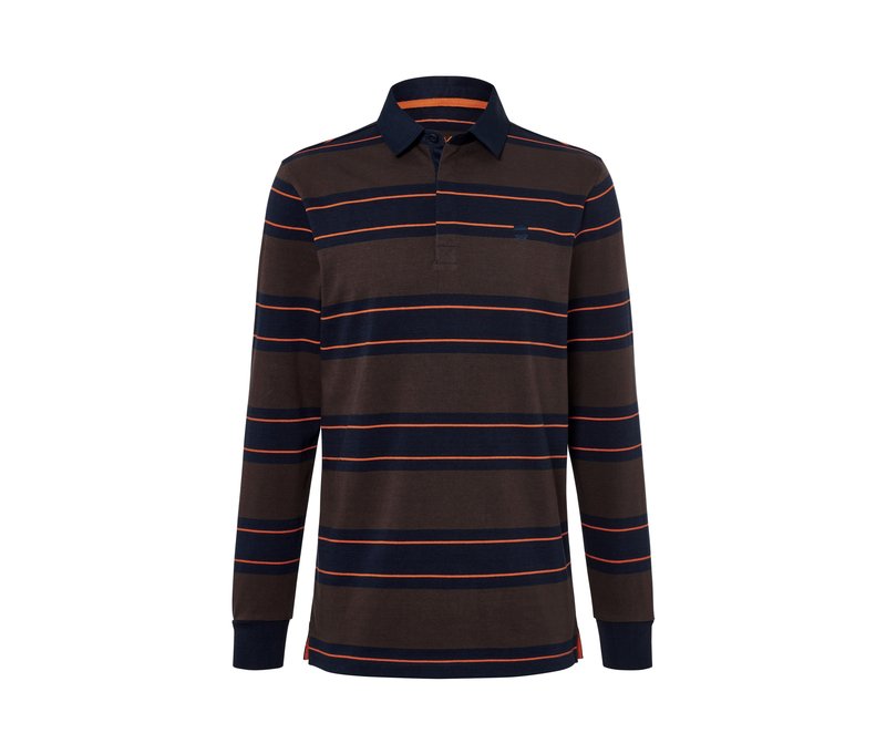 Tchibo - Langarm-Poloshirt - Herren - Gr. S - orange/gestreift