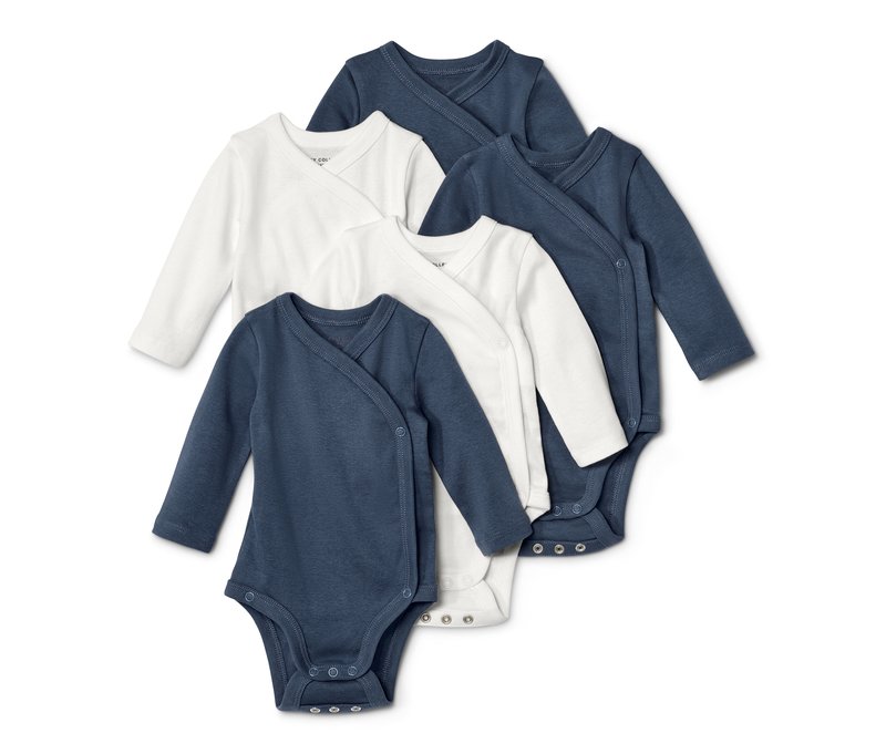 Tchibo - 5 Baby-Bodys mit Mitwachsfunktion - Baby - Gr. 74/80 - blau/print