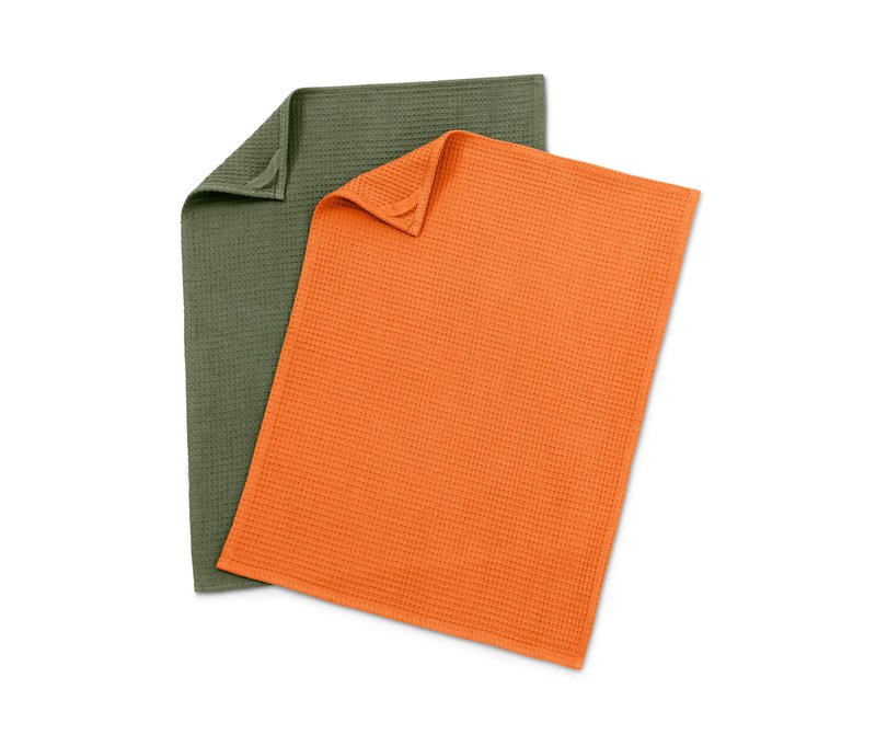 Tchibo - 2 Waffelpiqué-Küchenhandtücher - dunkelgrün