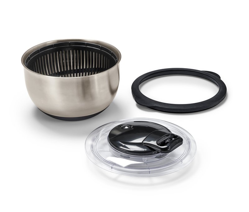 Tchibo - Edelstahl-Salatschleuder mit Deckel - silber