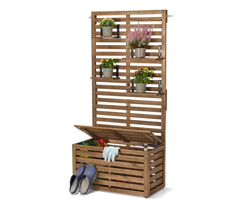 Tchibo - Balkonsichtschutzbank »Lenja« mit Stauraumbank - 80x40x170cm - schwarz - Akazienholz / Stahl / Polypropylen