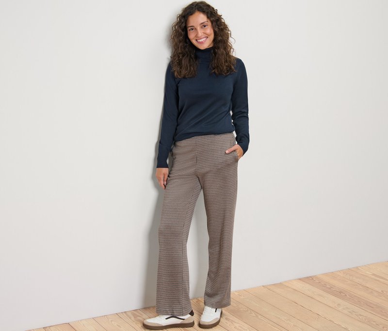 Tchibo - Komfort-Jacquardhose - Damen - Gr. 36 - weiß/jacquard