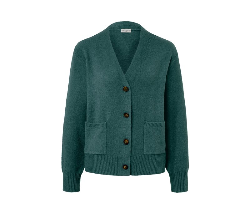 Tchibo - Strickjacke mit Wolle - Damen - Gr. S - dunkelgrün