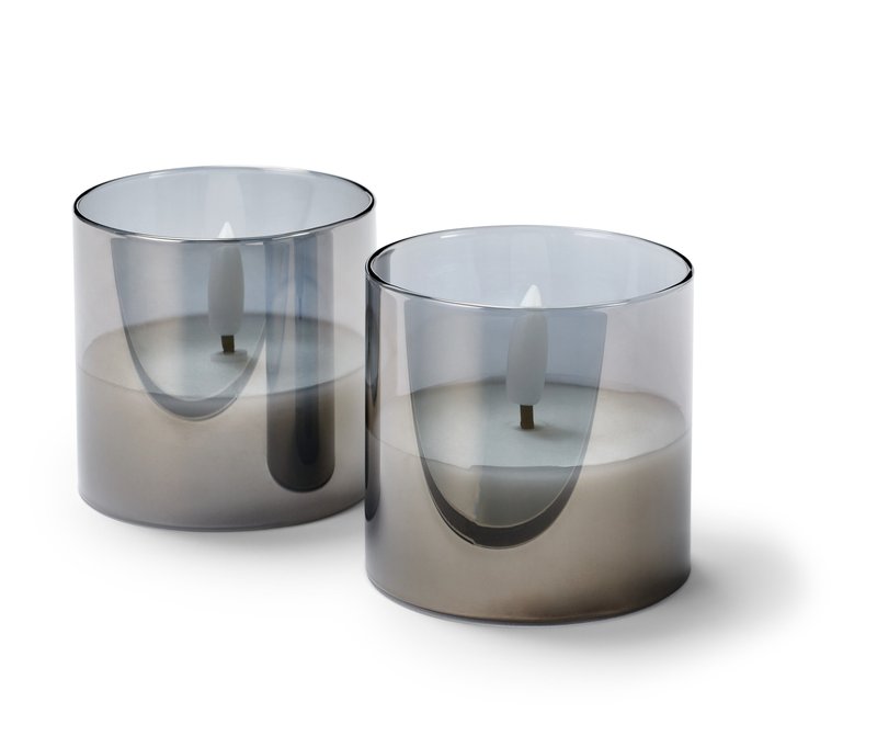 Tchibo - 2 LED-Echtwachskerzen im Glas - creme