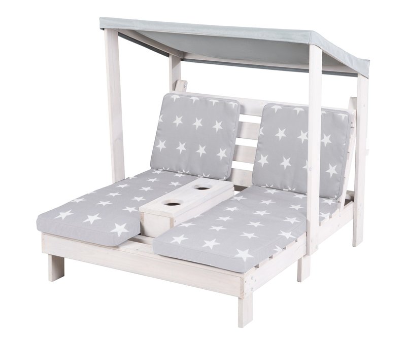 roba 2er-Gartenliege für Kinder - 85x91x88cm - grau - Holz
