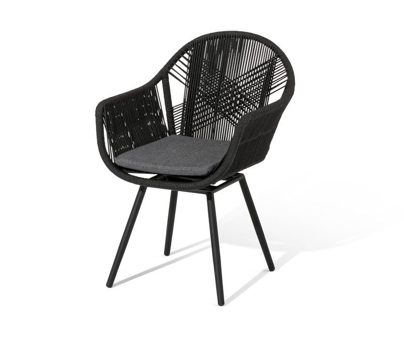 Tchibo - Drehbarer Dining-Sessel mit Textilgeflecht - 59x63x84,5cm - anthrazit - Stahl / Polypropylen / Polyester
