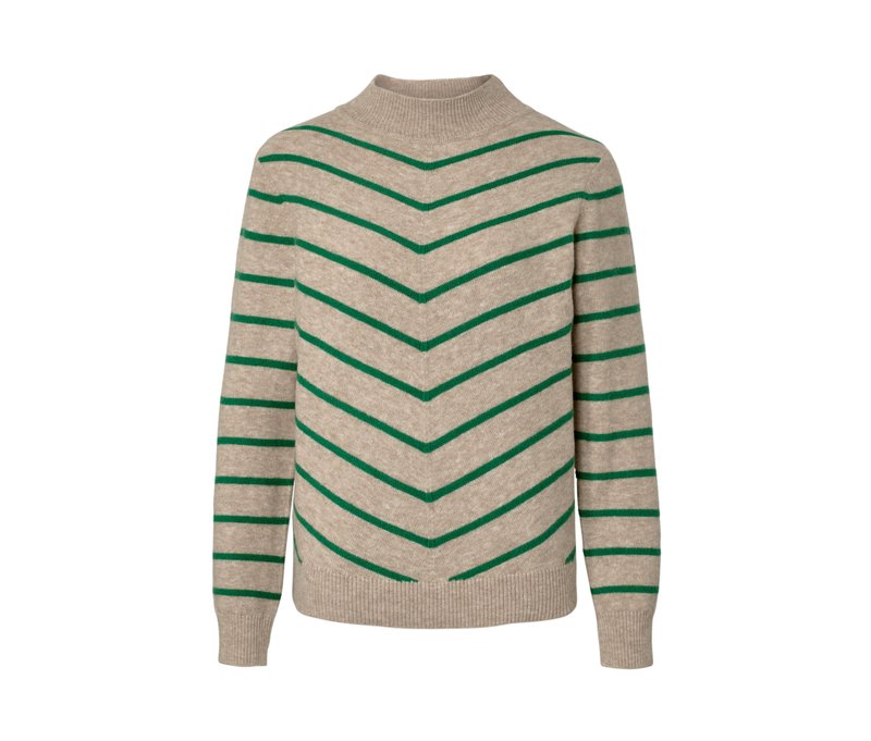 Tchibo - Gestreifter Strickpullover mit Stehkragen - Damen - Gr. XXL - beige/gestreift