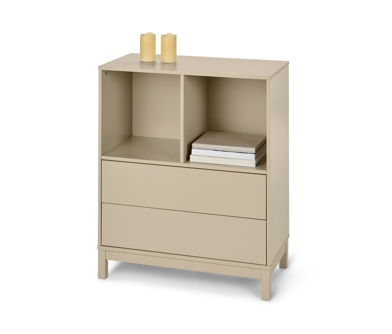 Tchibo - Hochkommode mit 2 Schubladen - 80x40x94,5cm - beige - Buchenholz